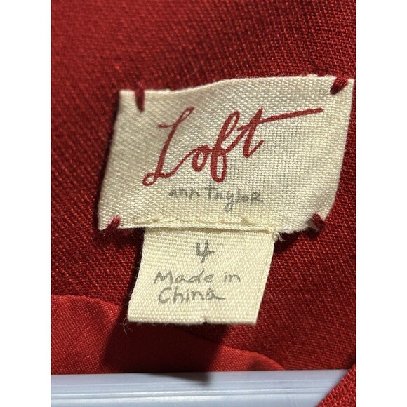 Ann Taylor LOFT Red Pleated Sleeveless Cocktail Party Dress Sz 4 Missing Button - Picture 4 of 12